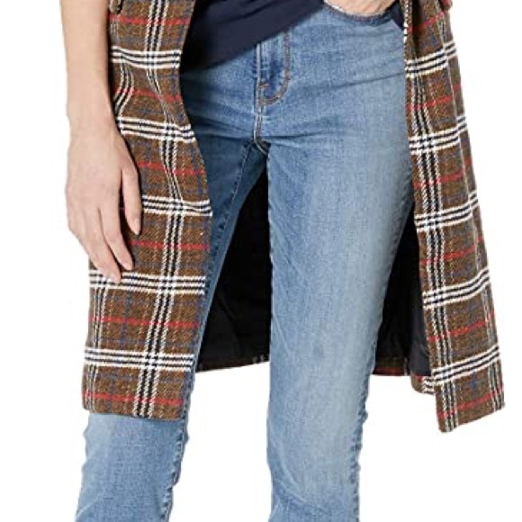 2X Urban Republic Plus Size Red Brown Plaid Flannel Long Coat NEW Jacket Winter - Picture 6 of 15